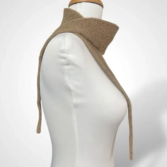 Sophie Scarf Beige Mohair Lurex Sequin Hand Knit Women Neckerchief Gift for Her